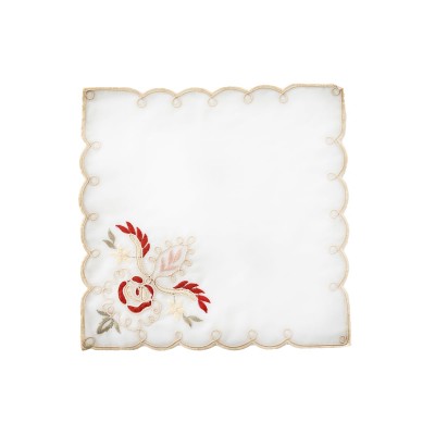 Μπομπονιέρα Κέντημα Μπορντώ Άνθη Arabesque Bo Maison 30x30cm 30x30cm Μπεζ