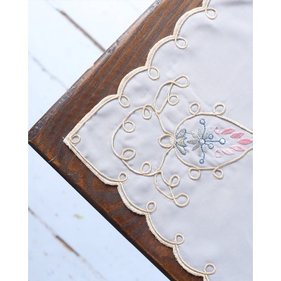 Μπομπονιέρα Κέντημα Ροζ Άνθη Arabesque Bo Maison 30x30cm 30x30cm Μπεζ