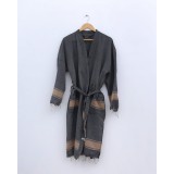 Unisex Μπουρνούζι Κιμονό με Φάσα και Κρόσσι Mojito One Size Γκρι