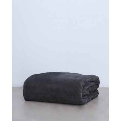 Βελουτέ Μονόχρωμη Κουβέρτα Voras Μονή (160x220cm) Μπλε Navy