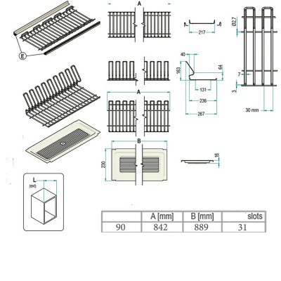Σετ πιατοθήκης με ποτηροθήκη Inoxa Elite Ardesia 716 Νο90 Σε Χρώμα Ανθρακί