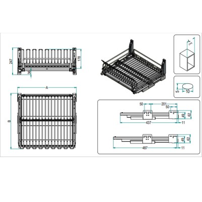 Πιατοθήκη - Ποτηροθήκη Βάσεως Inoxa Ardesia 5703EY Νο45 Σε Χρώμα Ανθρακί