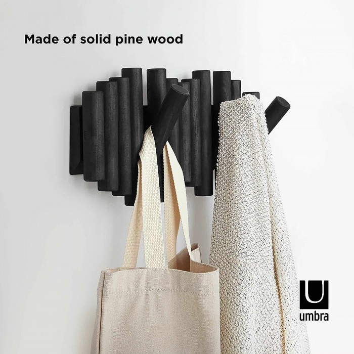 Ξύλινη Κρεμάστρα Αναδιπλούμενη 5 Θέσεων 38X16.5εκ. Umbra Picket 1011471-040 Μαύρη