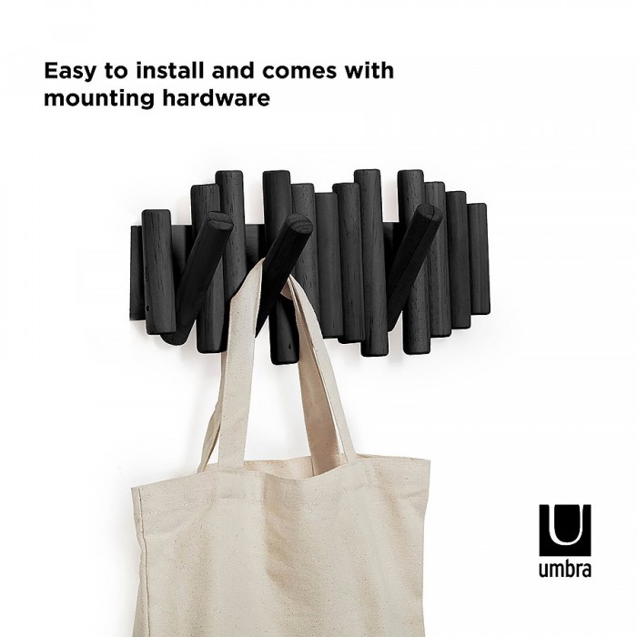 Ξύλινη Κρεμάστρα Αναδιπλούμενη 5 Θέσεων 38X16.5εκ. Umbra Picket 1011471-040 Μαύρη