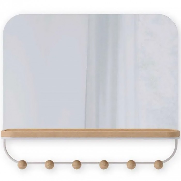 Κρεμάστρα Ξύλινη 6 Θέσεων με Καθρέπτη και Ράφι Estique 1018031-660 45,7x10,1x40,6cm Natural-White Umbra