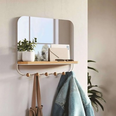 Κρεμάστρα Ξύλινη 6 Θέσεων με Καθρέπτη και Ράφι Estique 1018031-660 45,7x10,1x40,6cm Natural-White Umbra