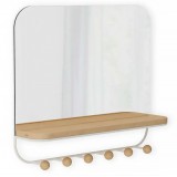 Κρεμάστρα Ξύλινη 6 Θέσεων με Καθρέπτη και Ράφι Estique 1018031-660 45,7x10,1x40,6cm Natural-White Umbra