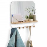 Κρεμάστρα Ξύλινη 6 Θέσεων με Καθρέπτη και Ράφι Estique 1018031-660 45,7x10,1x40,6cm Natural-White Umbra
