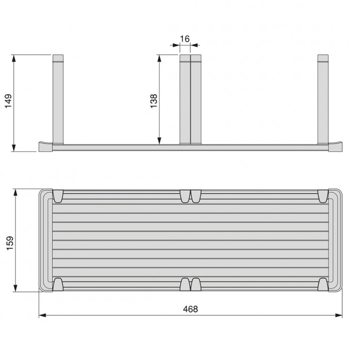 Κάθετη Πιατοθήκη για Συρτάρι 159x468 mm, Γκρι Ανθρακί απο Αλουμίνιο και Πλαστικό Emuca Orderbox 3069635