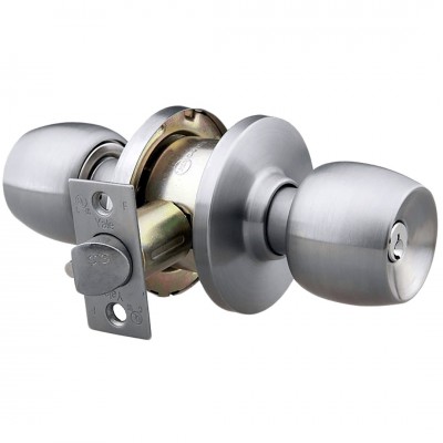 Κλειδαριά πόμολου Yale με 3 Κλειδιά και μπουτόν σε Χρώμα Νίκελ ματ 40-C3MK-5866-ET-3111