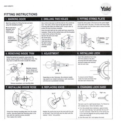 Κλειδαριά πόμολου Yale με 3 Κλειδιά και μπουτόν σε Χρώμα Νίκελ ματ 40-C3MK-5866-ET-3111