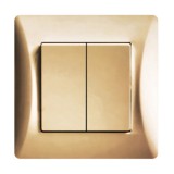 Διακόπτης Διπλός Χρυσό Ματ Απλός Lineme 10Α/250V H Series 50-00103-9