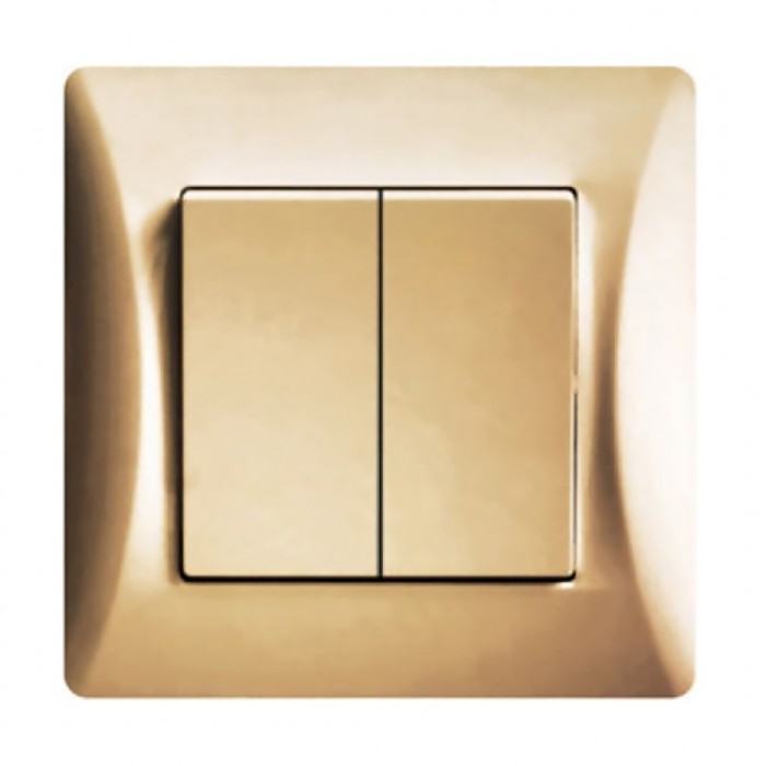 Διακόπτης Διπλός Χρυσό Ματ Απλός Lineme 10Α/250V H Series 50-00103-9