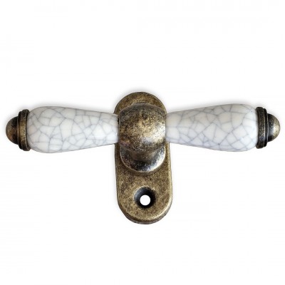 Γρυλόχερο Παραθύρου Αντικέ με Πορσελάνη Κρακελέ A-390 (Βάση 66mm x 27mm - Πόμολο 119mm)