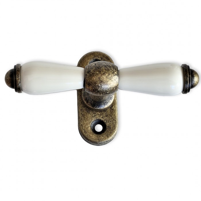 Γρυλόχερο Παραθύρου Αντικέ με Πορσελάνη A-390 (Βάση 66mm x 27mm - Πόμολο 119mm)