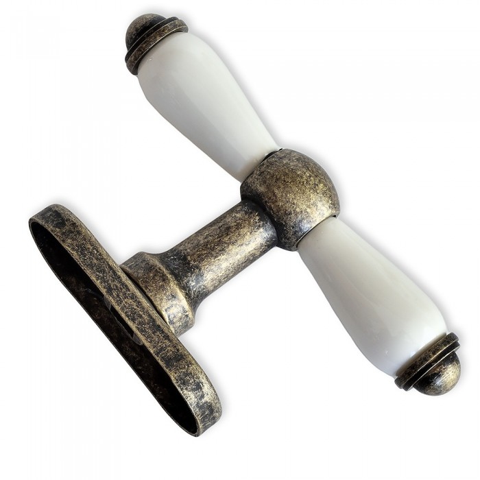 Γρυλόχερο Παραθύρου Αντικέ με Πορσελάνη A-390 (Βάση 66mm x 27mm - Πόμολο 119mm)