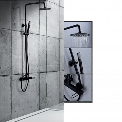 Στήλη Ντους 2 Εξόδων με Ρυθμιζόμενη Τηλεσκοπική Βέργα 95-132.5εκ Μαύρο Ματ IMEX MILOS BDYS045/NG