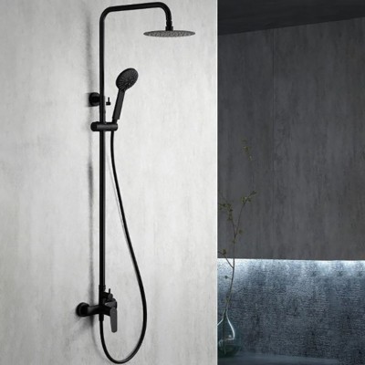 Στήλη Ντους 2 Εξόδων με Ρυθμιζόμενη Τηλεσκοπική Βέργα 89.5-133εκ Μαύρο Ματ IMEX BELGICA BDZ044/NG