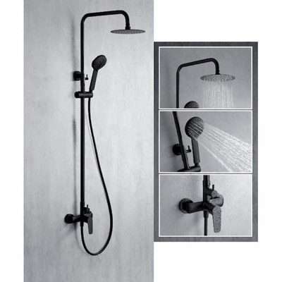 Στήλη Ντους 2 Εξόδων με Ρυθμιζόμενη Τηλεσκοπική Βέργα 89.5-133εκ Μαύρο Ματ IMEX BELGICA BDZ044/NG