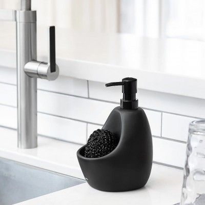 Ντισπένσερ κουζίνας κεραμικό μαύρο με σφουγγαράκι Umbra Joey Pump/Scrubby 330750-040