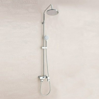 Στήλη ντους 3 εξόδων και Aνοιγοκλειόμενη Eκροή με Μπαταρία και Κολώνα με Ρυθμιζόμενο ύψος 118-156εκ Tema Roma Chrome 53252 