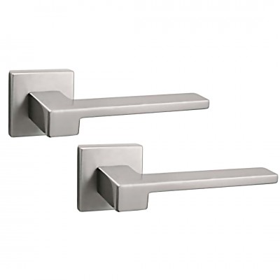 Πόμολα πόρτας (2τεμάχια Ζεύγος) χειρολαβή με ροζέτα A-25-S05 σε Νίκελ Ματ