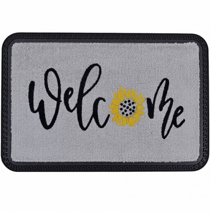 Πατάκι Ποδόμακτρο Εισόδου Μοκέτα Γκρί Welcome με Καουτσούκ Πλάτη 40x60εκ.ANKOR 820306