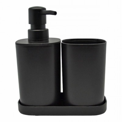 Σετ Σαπουνοθήκη, Ποτήροθήκη & Ντισπένσερ Black ANKOR 829446