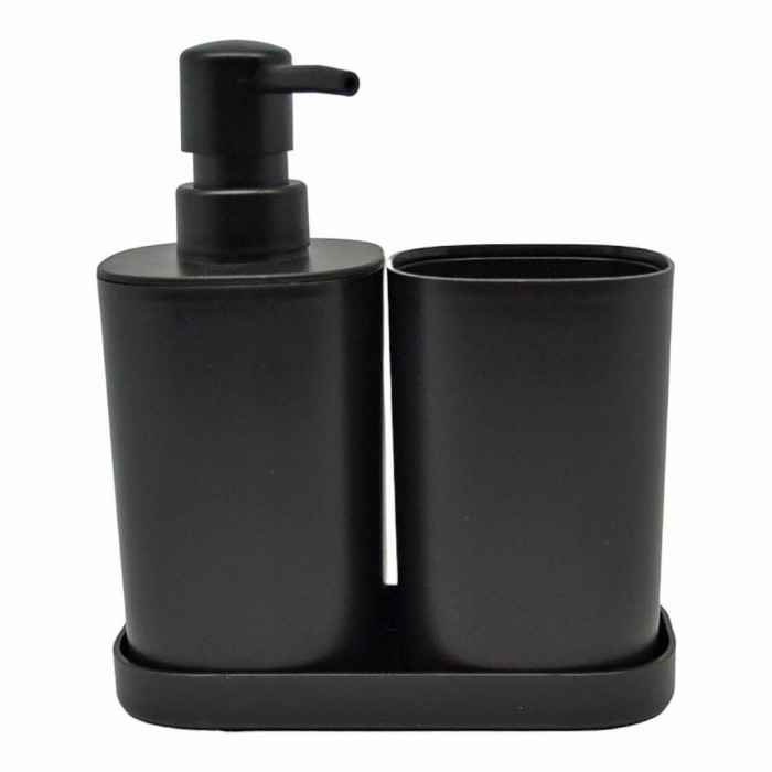 Σετ Σαπουνοθήκη, Ποτήροθήκη & Ντισπένσερ Black ANKOR 829446