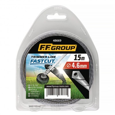 Νήμα Μεσινέζας FAST CUT, Τετράγωνο Στριφτό Με Διπλό Πυρήνα για Μεγάλα Αγριόχορτα 4,6mm 15m F.F.Group 48669