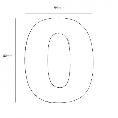 Αριθμός Κατοικιών Αυτοκόλλητος ''Νο0'' 80 x 64 mm., Μαύρο Ματ απο Πλαστικό Darvin 
