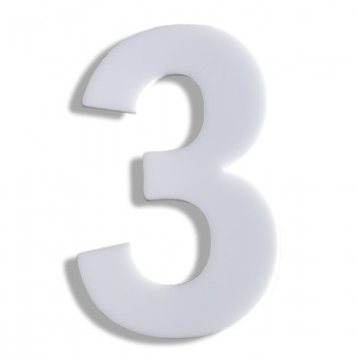 Αριθμός Κατοικιών Αυτοκόλλητος ''Νο3'' 73 x 50 mm., Λευκό Ματ απο Πλαστικό Darvin 