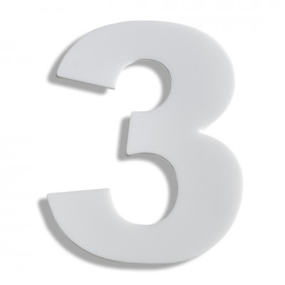Αριθμός Κατοικιών Αυτοκόλλητος ''Νο3'' 80 x 64 mm., Λευκό Ματ απο Πλαστικό Darvin 