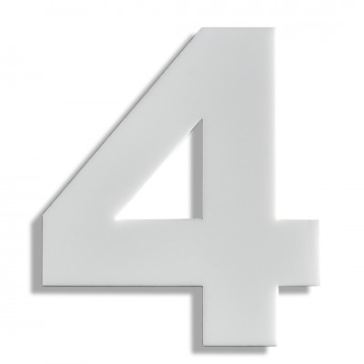 Αριθμός Κατοικιών Αυτοκόλλητος ''Νο4'' 80 x 64 mm., Λευκό Ματ απο Πλαστικό Darvin 