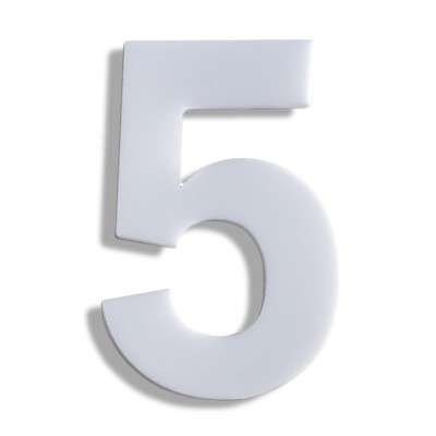 Αριθμός Κατοικιών Αυτοκόλλητος ''Νο5'' 73 x 50 mm., Λευκό Ματ απο Πλαστικό Darvin 