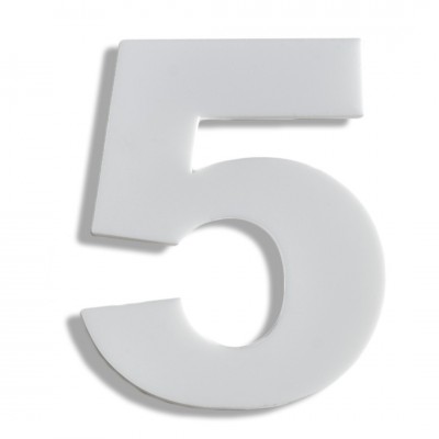 Αριθμός Κατοικιών Αυτοκόλλητος ''Νο5'' 80 x 64 mm., Λευκό Ματ απο Πλαστικό Darvin 
