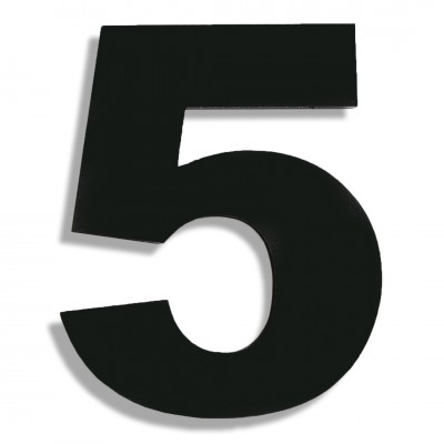Αριθμός Κατοικιών Αυτοκόλλητος ''Νο5'' 80 x 64 mm., Μαύρο Ματ απο Πλαστικό Darvin 