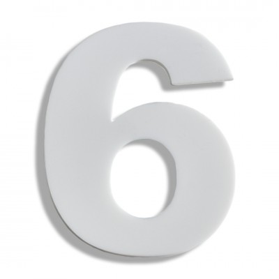 Αριθμός Κατοικιών Αυτοκόλλητος ''Νο6'' 80 x 64 mm., Λευκό Ματ απο Πλαστικό Darvin 