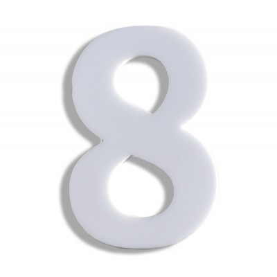 Αριθμός Κατοικιών Αυτοκόλλητος ''Νο8'' 73 x 50 mm., Λευκό Ματ απο Πλαστικό Darvin 