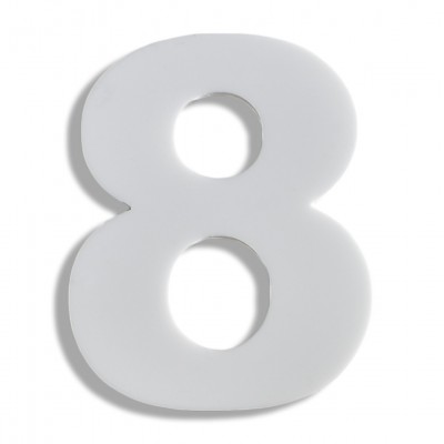 Αριθμός Κατοικιών Αυτοκόλλητος ''Νο8'' 80 x 64 mm., Λευκό Ματ απο Πλαστικό Darvin 
