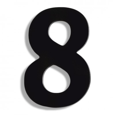 Αριθμός Κατοικιών Αυτοκόλλητος ''Νο8'' 73 x 50 mm., Μαύρο Ματ απο Πλαστικό Darvin 