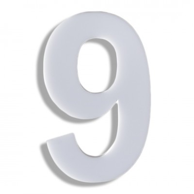 Αριθμός Κατοικιών Αυτοκόλλητος ''Νο9'' 73 x 50 mm., Λευκό Ματ απο Πλαστικό Darvin 