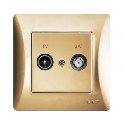 Πρίζα Κεραίας Τηλεόρασης και Δορυφορικής Διελεύσεως σε Χρυσό Xρώμα Hseries Lineme 50-00134-9