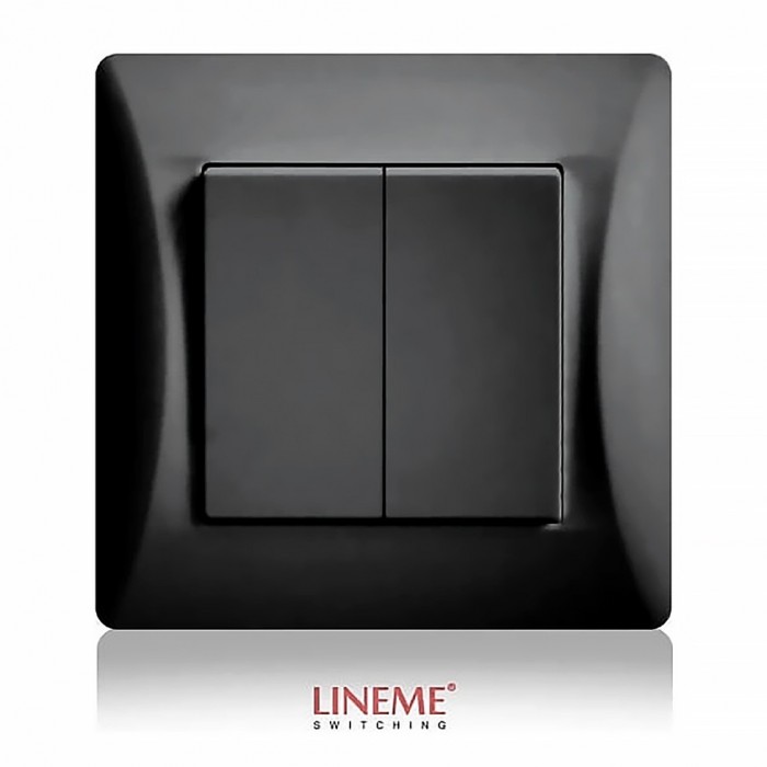 Διακόπτης διπλός μαύρος ματ Lineme H Series απλός 50-00103-2