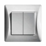 Διακόπτης Διπλός Ασημί Απλός Lineme 10Α/250V H Series 50-00103-5