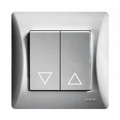 Διακόπτης Τοίχου Ρολών Χωνευτός με Δύο Πλήκτρα Ασημί Hseries Lineme 50-00109-5