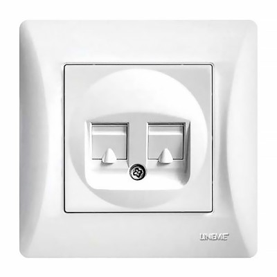 Πρίζα Τηλεφώνου με Πλαίσιο Διπλή σε Λευκό Χρώμα Lineme Hseries 50-00119-1 