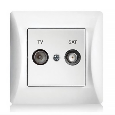 Πρίζα Κεραίας Τηλεόρασης και Δορυφορικής Διελεύσεως σε Λευκό Xρώμα Hseries Lineme 50-00134-1