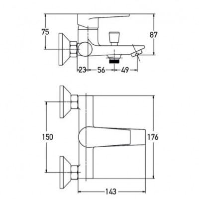 Αναμεικτική Μπαταρία Λουτρού Χρωμέ Tema Slim 61007
