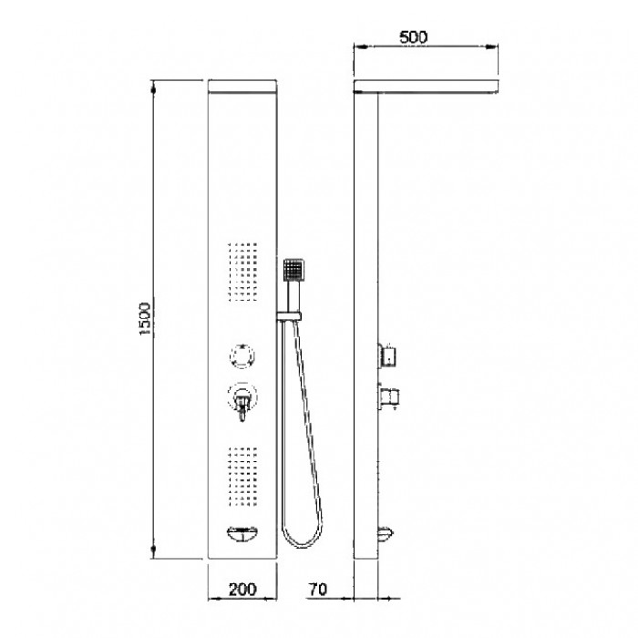 Στήλη υδρομασάζ Black Matt 150cm Tema 53100-1